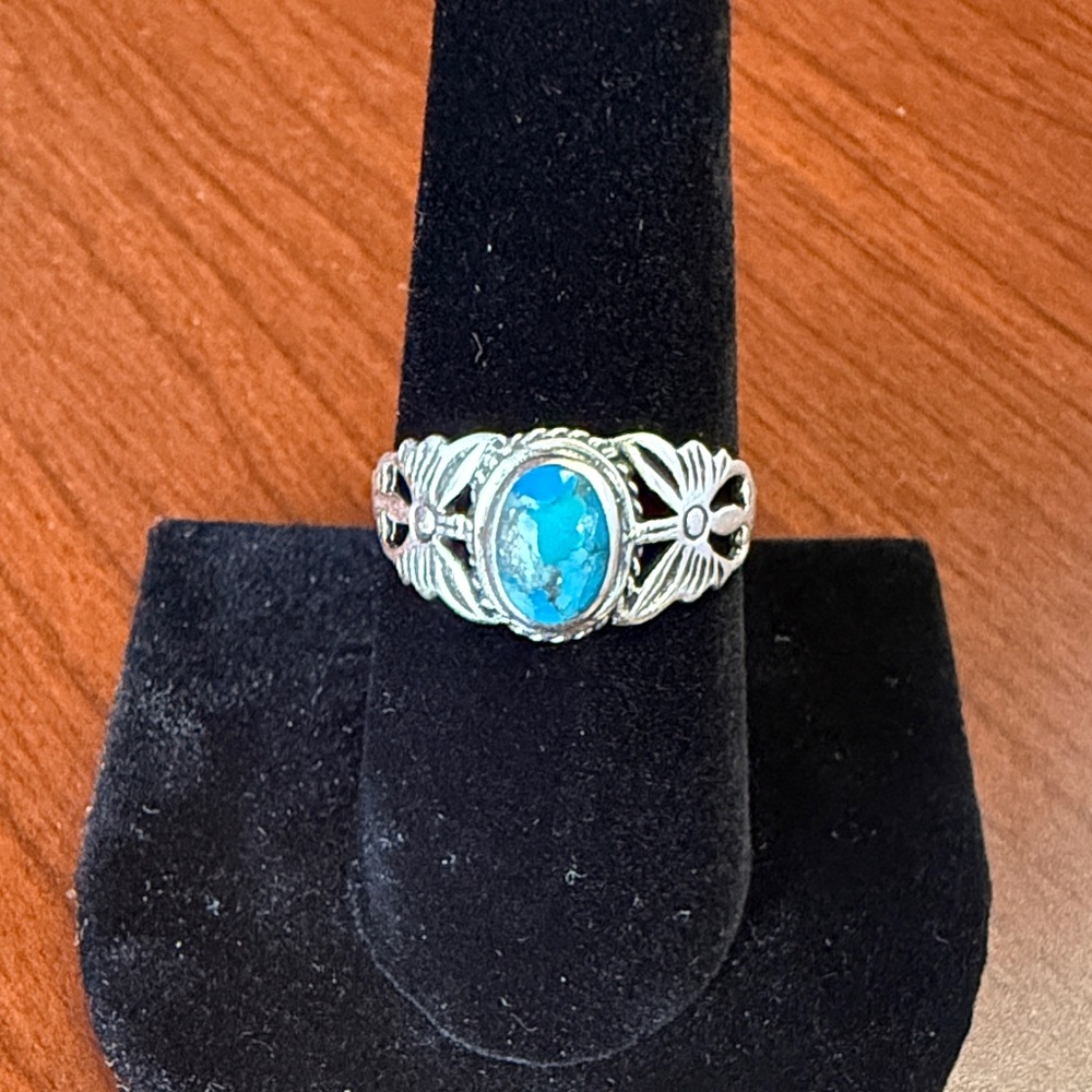 New 925 Sterling Silver and Turquoise Butterfly Ring Size 9
